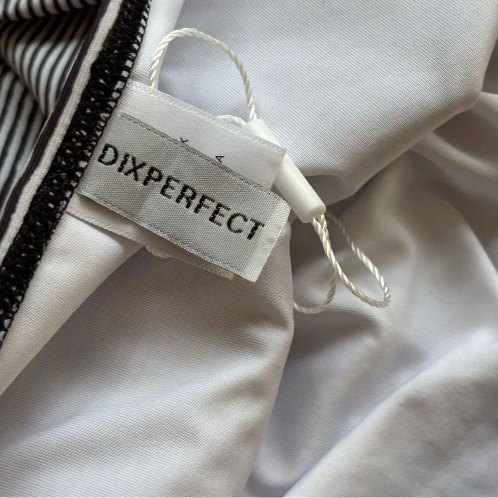 NWOT-Dixperfect-Bikini Bottoms Striped Black/White Stripes